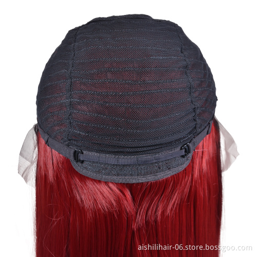 Aishili hot-selling wine long remy hair silky kinky straight hd 613 lace front synthetic wigs for black women